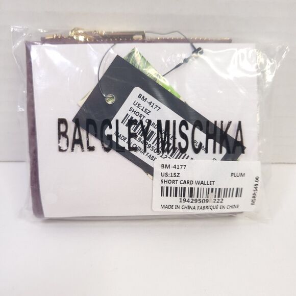 NWT Badgley Mischka Plum Red / Purple Short Bifold Card Wallet - Picture 5 of 9